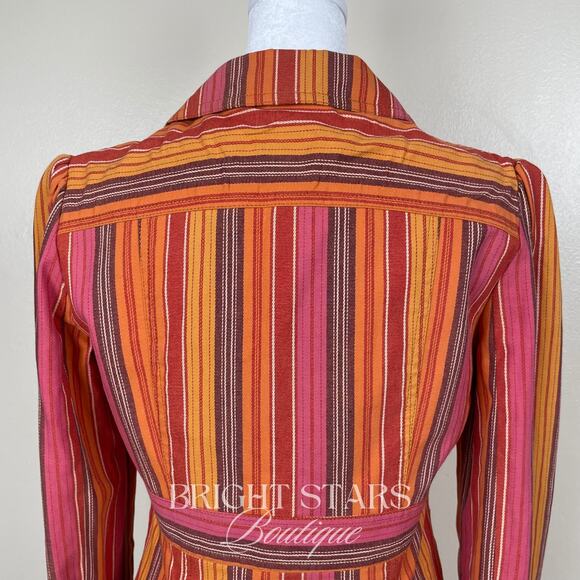 Rare Stripe Blazer Jacket ASO Paige Matthews Charmed Tie Front Vintage Y2K - Picture 9 of 11